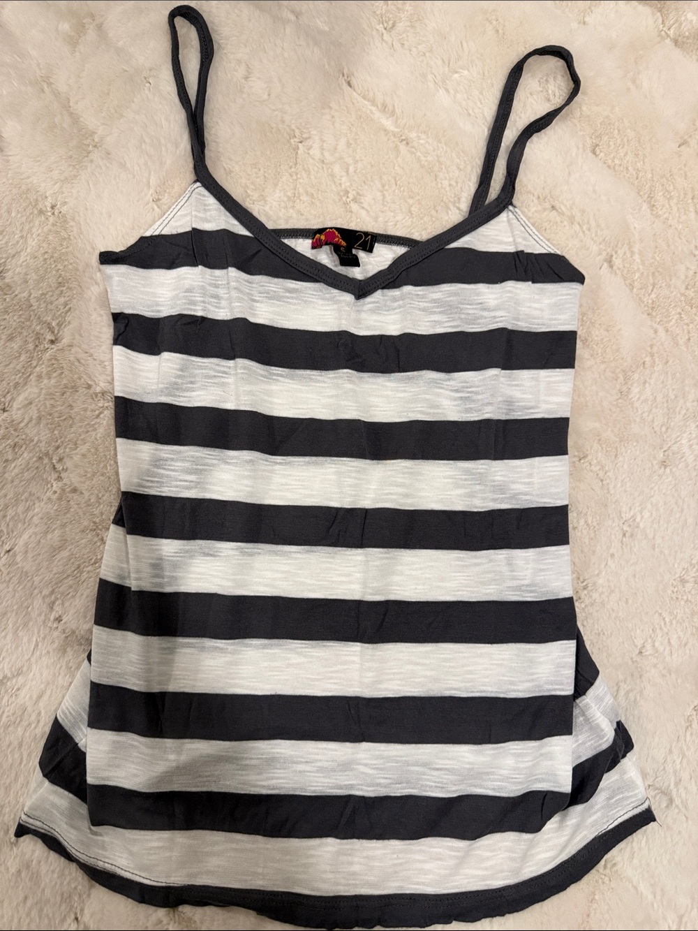 Rue21 Gray & White Striped Spaghetti Strap Camisole